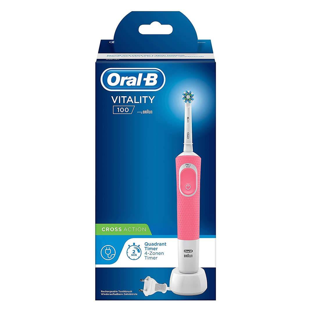 مسواک برقی اورال بی Oral-B مدل Vitality 100 3D صورتی 3 مسواک برقی اورال بی Oral-B مدل Vitality 100 3D صورتی