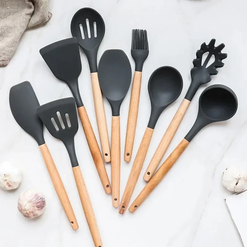 سرویس کفگیر و ملاقه 12 پارچه Kitchenware Set مشکی 6 سرویس کفگیر و ملاقه 12 پارچه Kitchenware Set مشکی