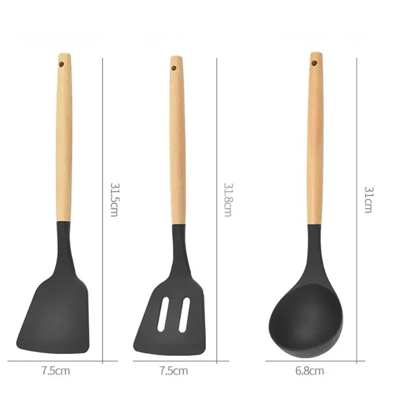 سرویس کفگیر و ملاقه 12 پارچه Kitchenware Set مشکی 4 سرویس کفگیر و ملاقه 12 پارچه Kitchenware Set مشکی
