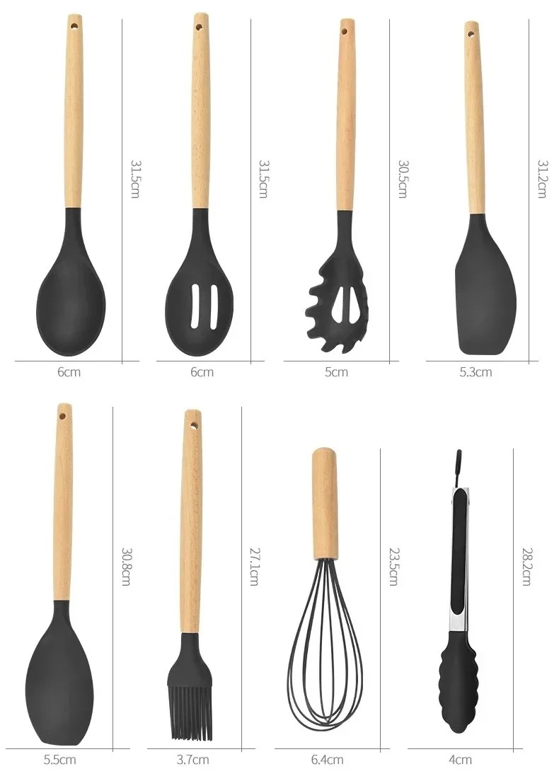 سرویس کفگیر و ملاقه 12 پارچه Kitchenware Set مشکی 5 سرویس کفگیر و ملاقه 12 پارچه Kitchenware Set مشکی