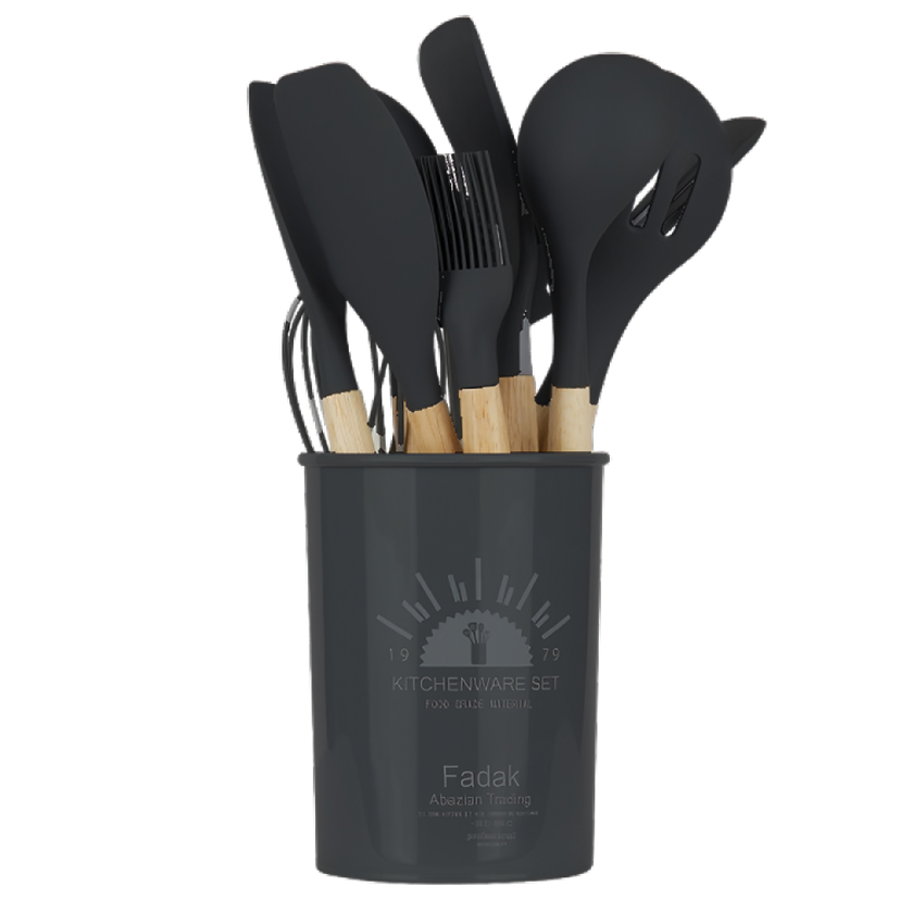 سرویس کفگیر و ملاقه 12 پارچه Kitchenware Set مشکی 1 سرویس کفگیر و ملاقه 12 پارچه Kitchenware Set مشکی