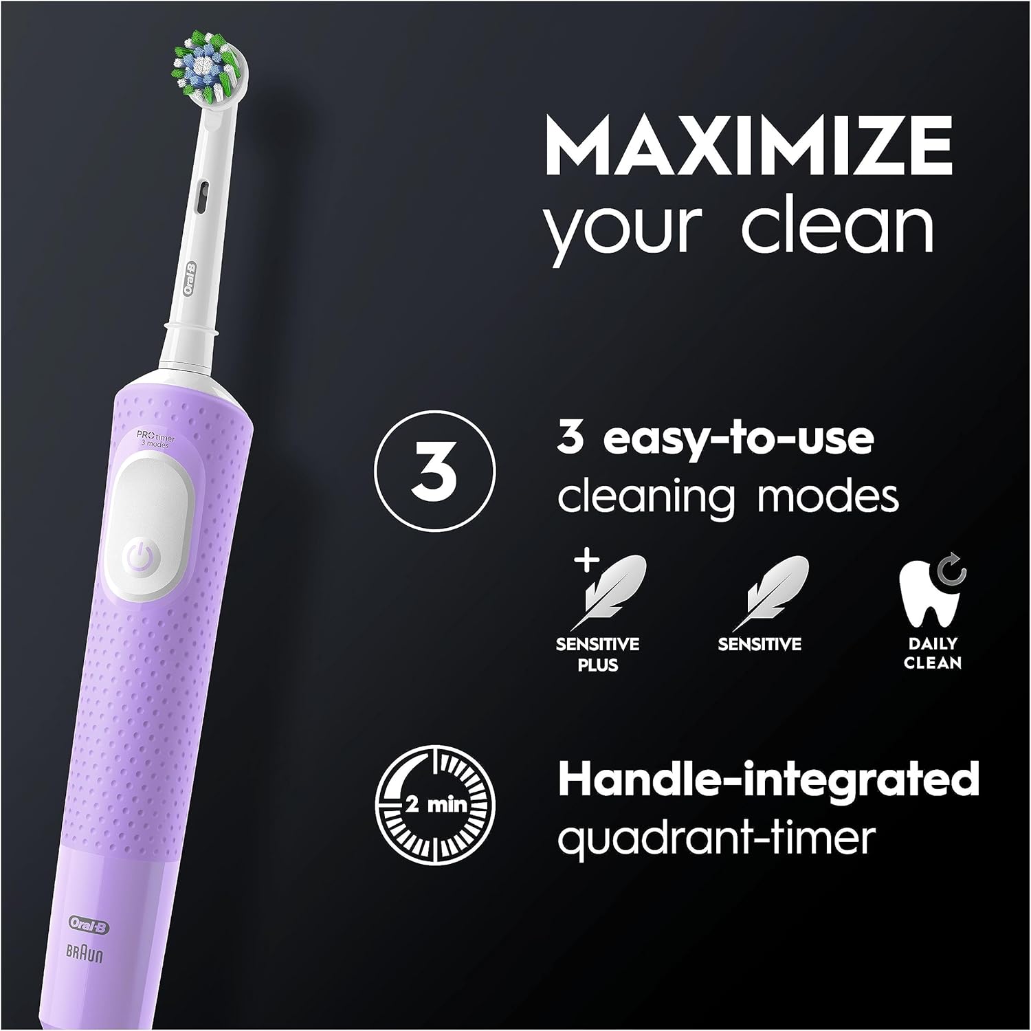 مسواک برقی اورال بی ORAL-B مدل Vitality PRO بنفش 2 مسواک برقی اورال بی ORAL-B مدل Vitality PRO بنفش
