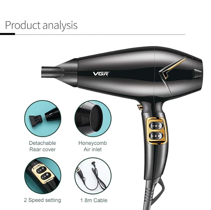 سشوار مسافرتی وی جی آر VGR مدل V-423 3 سشوار مسافرتی وی جی آر VGR مدل V-423