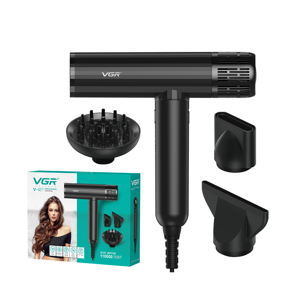 سشوار حرفه ای وی جی آر VGR مدل V-427 1 سشوار حرفه ای وی جی آر VGR مدل V-427