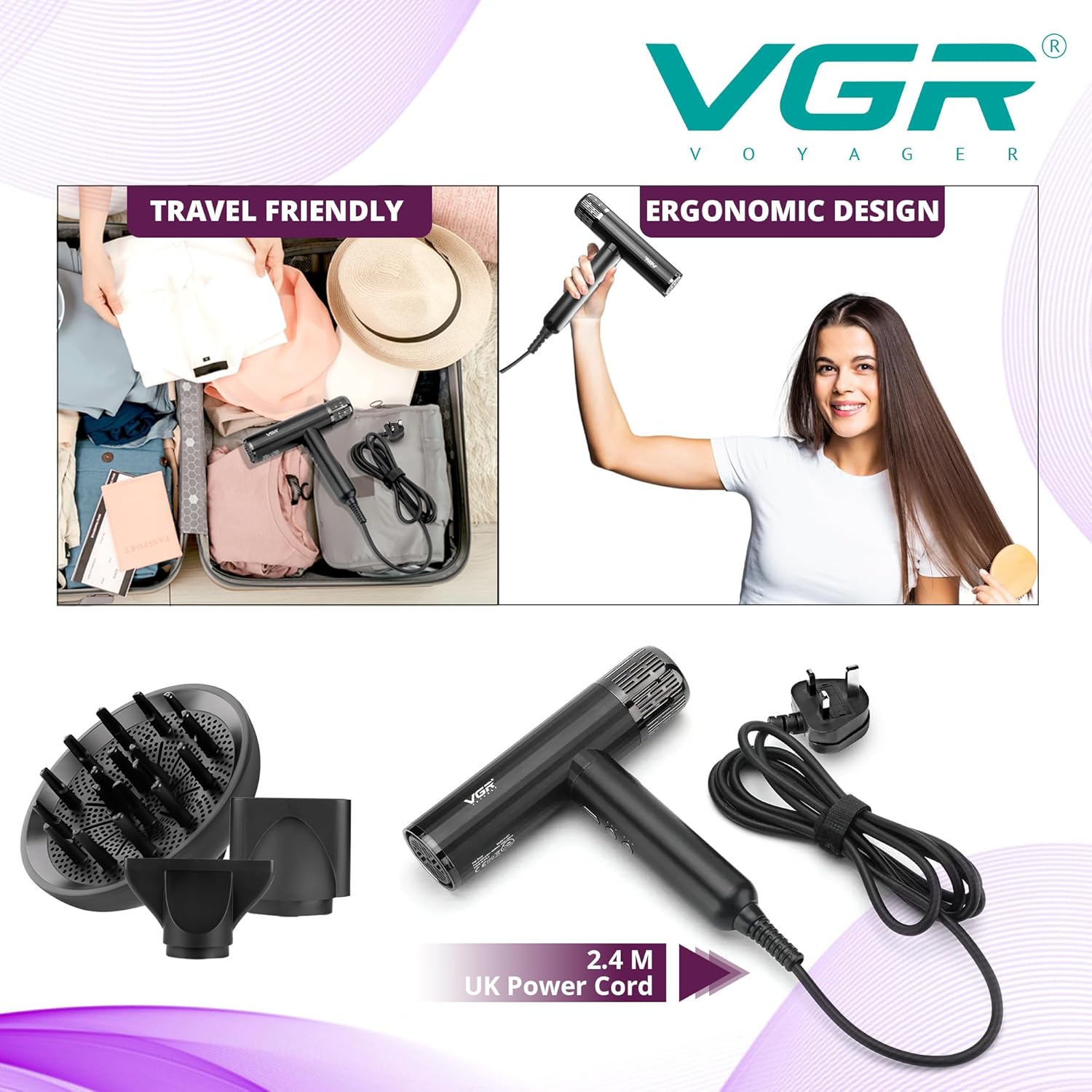 سشوار حرفه ای وی جی آر VGR مدل V-427 4 سشوار حرفه ای وی جی آر VGR مدل V-427
